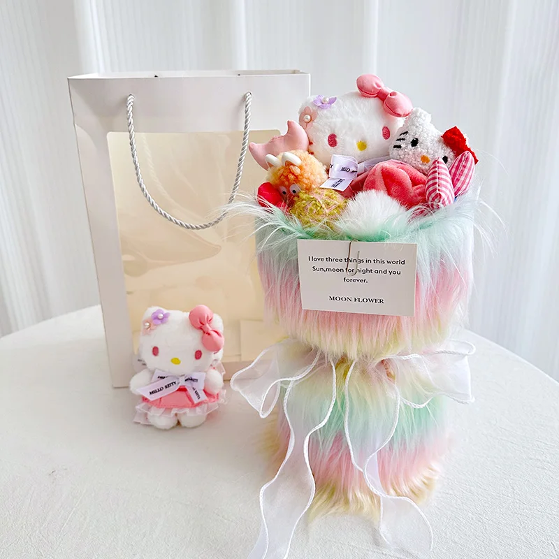 

Kawaii Sanrio Hello Kitty Doll Bouquet Birthday Gift Stuffed Plushie Girlfriends Friends Hello Kitty Cute Cartoon Plush Gift