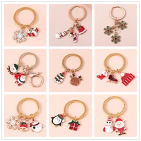 90 styles new christmas keychain cute snowman tree stocking santa claus deer bell gifts key chains keyring bag car key holder