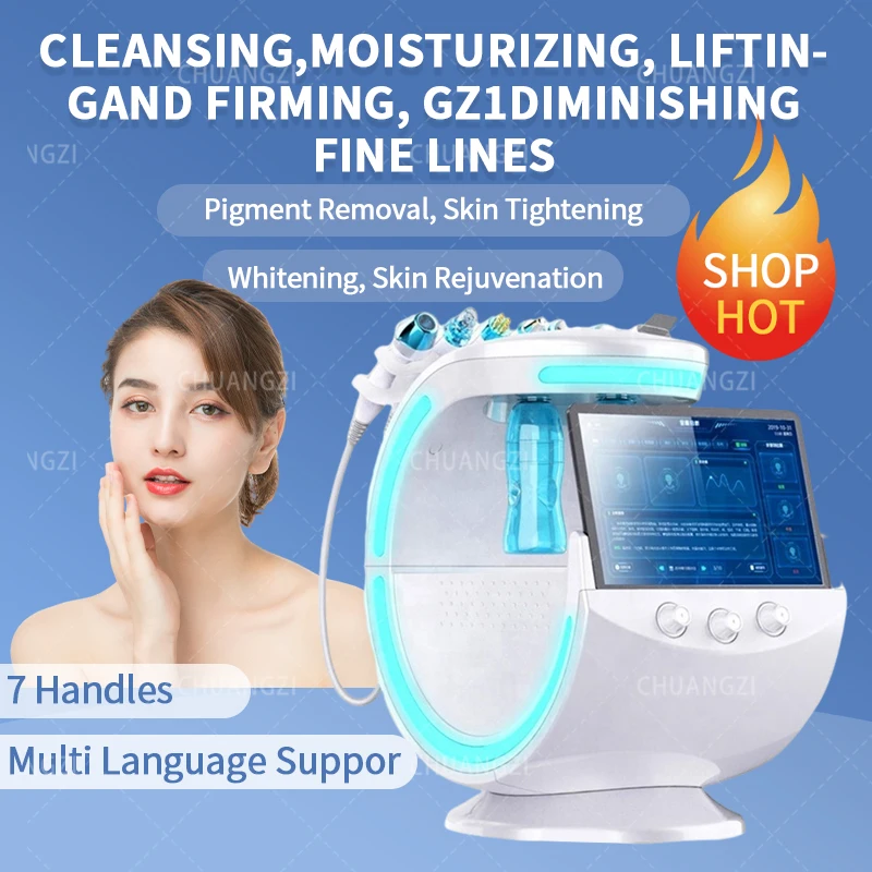 

Professinal Hydro Facials 7 in 1 Machine Skin Analysis Ice Blue Beauty Salon for Tightening Whitening Skin Rejuvenation