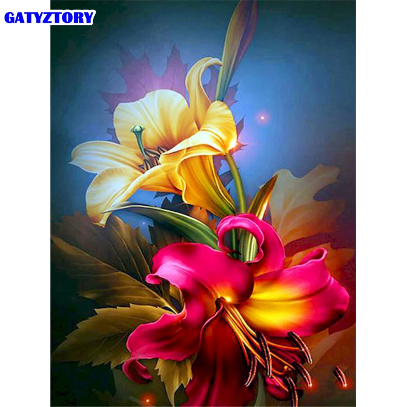 

GATYZTORY 60x75cm Frame Painting By Numbers Kits For Adults Flower Oil Paint Children Kits Pictures For Home Decor Art
