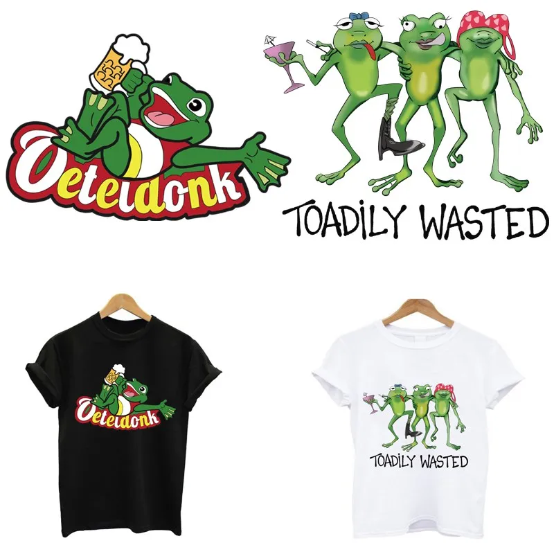 

stripes thermo stickers on clothes heat transfer sticker custom patch tops iron on transfers for clothing Cute frog patches