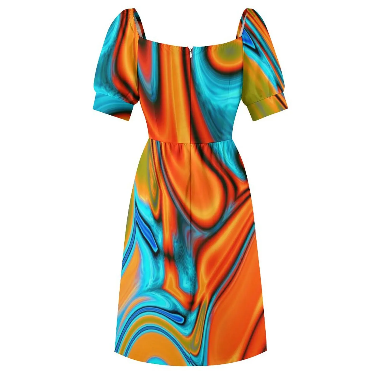 Яркое современное юго-западное хипстерское бирюзово-оранжевое платье с