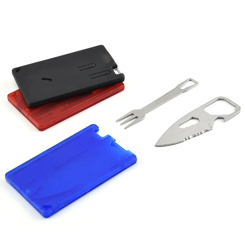 

2023 NEW EDC Safety First Aid Outdoor Multifunction Tool Card Camping Survival Equipment Portable Barbecue Knife Fork