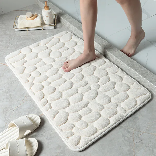 

Противоскользящий коврик для ванной комнаты, тисненые ковровые покрытия из булыжника в стиле ванной комнаты, яркий напольный коврик для ду...