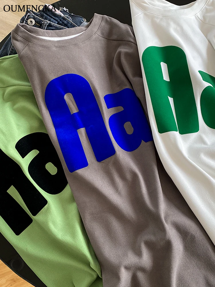 

Футболка женская хлопковая оверсайз с круглым вырезом и длинным рукавом