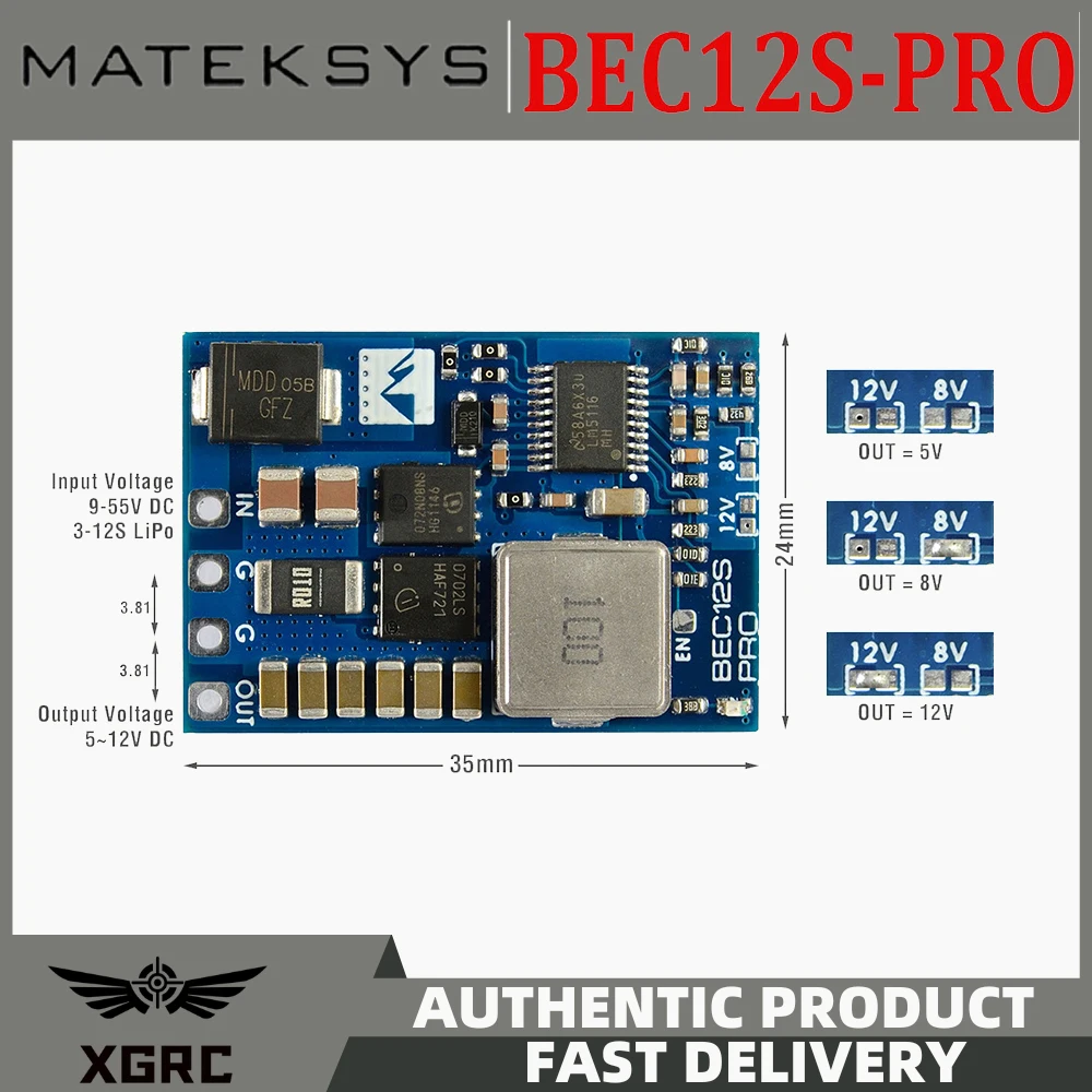 MATEK BEC12S-PRO 9-55 В до 5 В/8 В/12 В-5 А Регулятор напряжения BEC Модуль питания Защита от