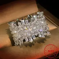 HOYON Luxury Irregular Micro Set Full Circle Diamond Zircon Rings Women's Jewelry color silver 925 artificial gems Rings box