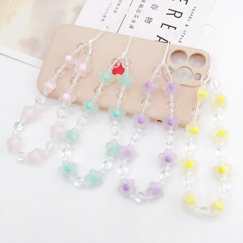 

Simple Cloud Flowers Acrylic Beaded Phone Chain Lanyard Candy Color Phone Case Rope Jewelry Accessories for Women Wholesale