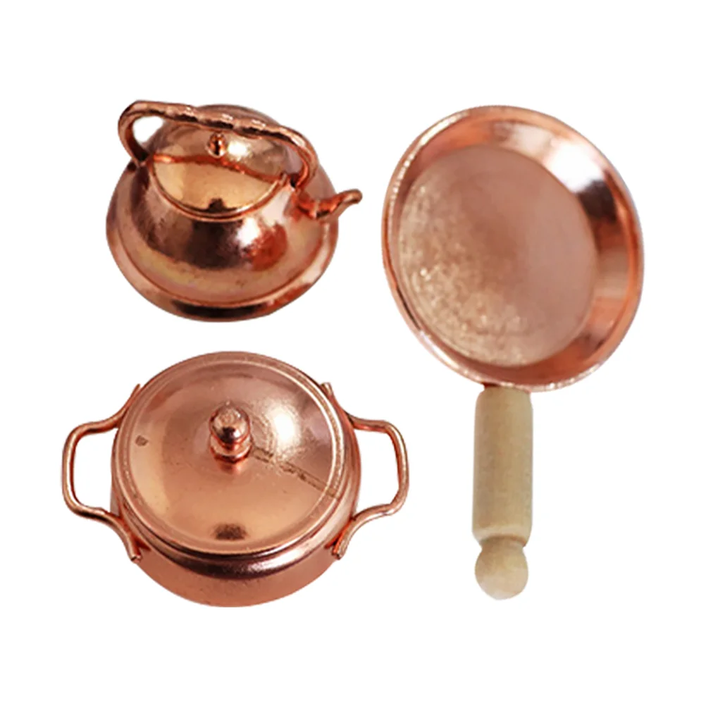 

1 Set Miniature Frying Pan Kettle Soup Pot Decor Mini House Accessories