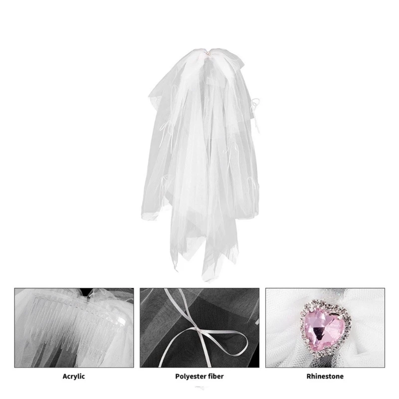 Свадебная вуаль жемчужная лента короткая фата аксессуары для волос невесты