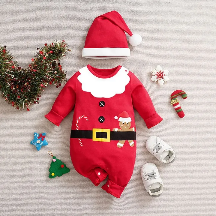 Christmas Baby Costume santa claus elk elf Infant Romper Jumpsuit Suit 2Pcs Clothes Newborn 0-12M New Year