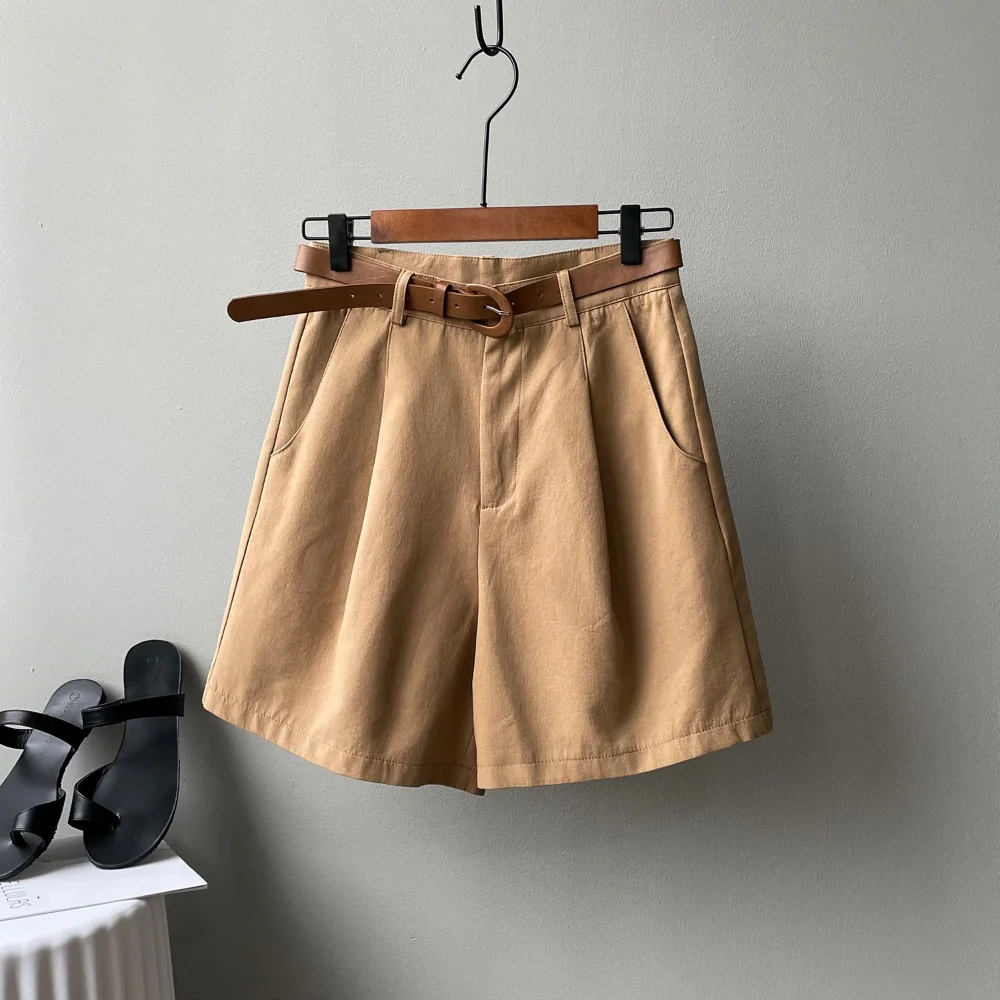 Shorts Women Summer Simple All-match Office Ladies Daily Fashion New Soft Tender High Waist Vintage Fit Pockets Clothing