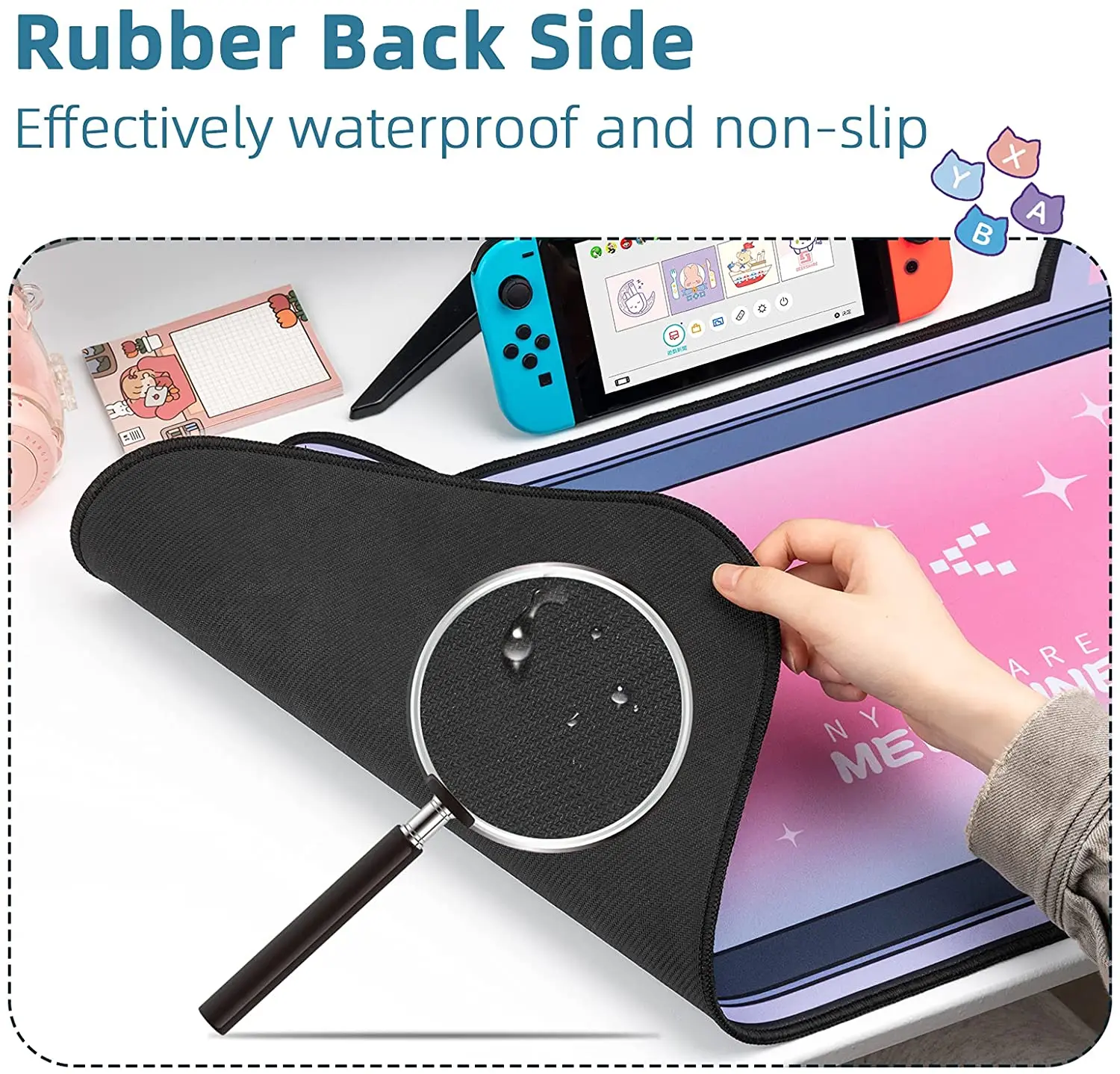 big mouse pad cute cat ears desk pad thicken computer games non slip pink girl cartoon super cute for girl game boy 80cm40cm free global shipping