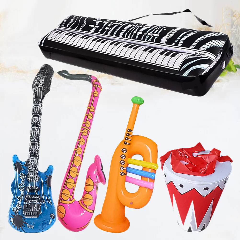 

Inflatable Party Guitarkidsinstruments Instrument Blow Musicalsaxophone Rollfavors Balloons Toys Props Guitars Electric