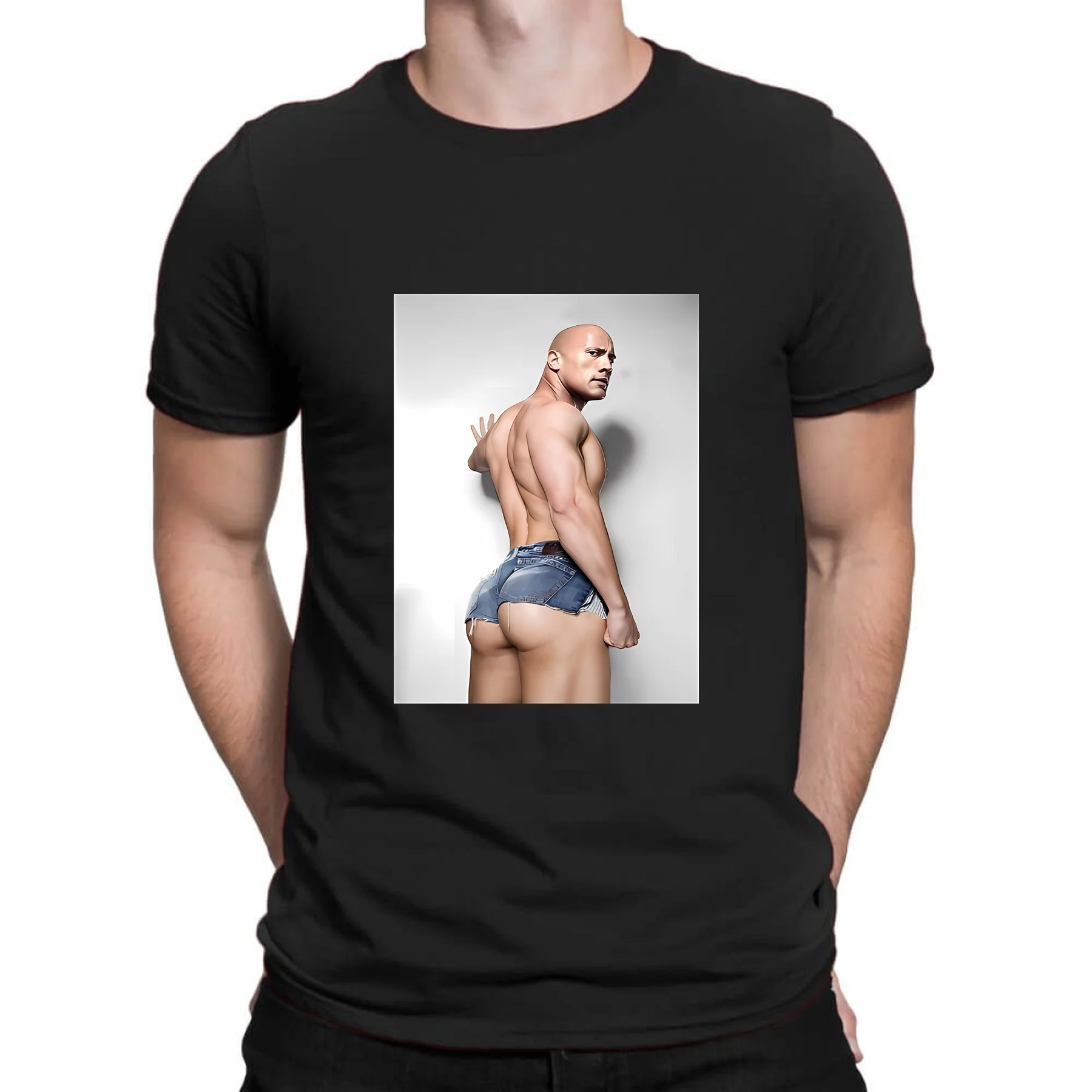 

2023 Hot Sale Summer 100% Cotton Dwayne Johnson Rock Hard Bottom Black T Shirt Men Short Sleeves Tee Hip Hop Streetwear T-shirt
