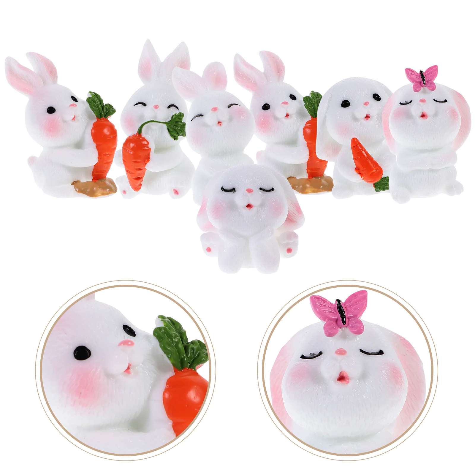 

Bunny Rabbit Figurines Toys Micro Home Resin Miniature Statues Desktop Cartoonfigurine Landscape Small Zodiac Decorations