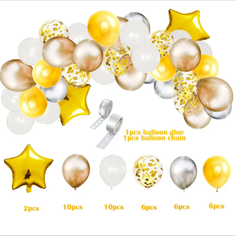 

42pcs of Christmas Halloween 1st Birthday Party Wedding Decoration Sequin Balloon Set Combination