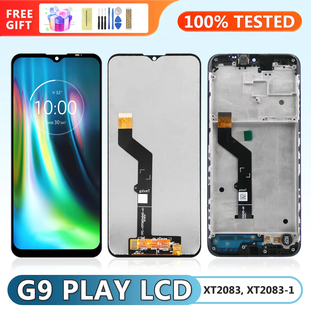 Экран 6,5 дюйма для Motorola Moto G9 Play XT2083 XT2083-1, ЖК-дисплей, цифровой сенсорный экран с рамкой для замены для Moto G9 Play