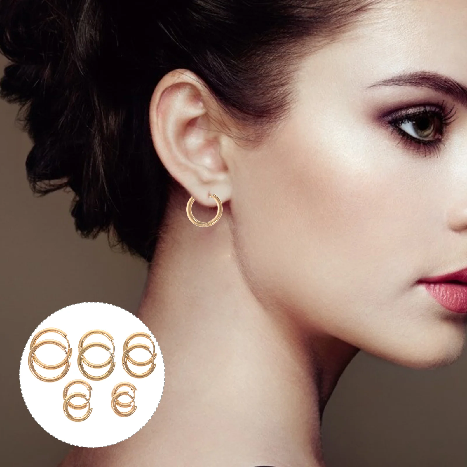 

10 Pcs Earrings Mini Hoop Gold Men Stainless Steel Cartilage Women Large Hoops Golden Mens