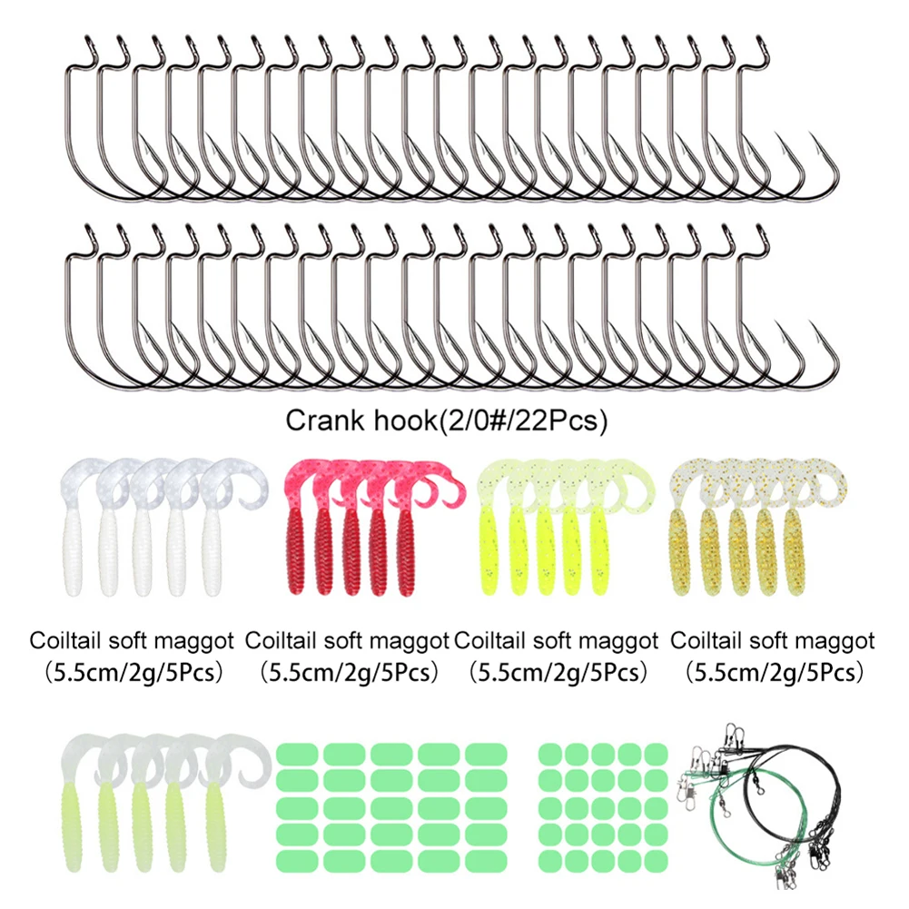 

215 Pieces Lure Bait Set Fishing Tackle Bait Hard Baits Soft Lure Set Portable Outdoor Fishing Hook Rigs Accessories Tools Suit