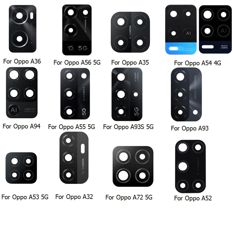 

New For Oppo A36 A56 A35 A54 A94 A55 A93S A93 A53 A32 A72 A52 4G 5G Rear Back Camera Glass Lens With Sticker