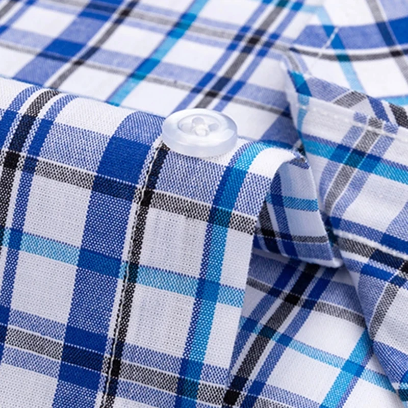 Men's Plaid Shirt Long Sleeve High Quality Luxury 100% Cotton Business Loose Office Daily Checkered Social Male Designer Clothes
