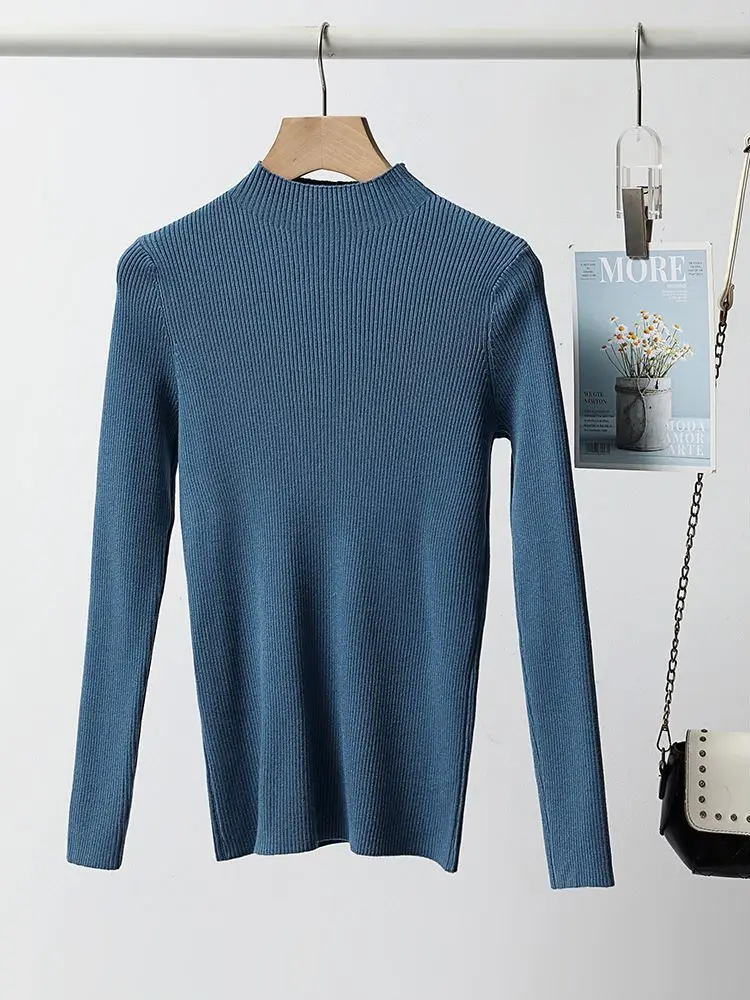 

Half High Collar Knitwears Women's Pullovers Sweater Autumn Winter Clothes Korean Fashion Bottoming Sweaters Solid Jerseys Mujer