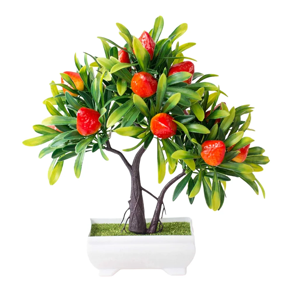 

Tree Strawberry Fake Artificial Bonsaipotted Fruit Pot Decor Enchanted Decorations Faux Forest Realisticbearing Decorative Home