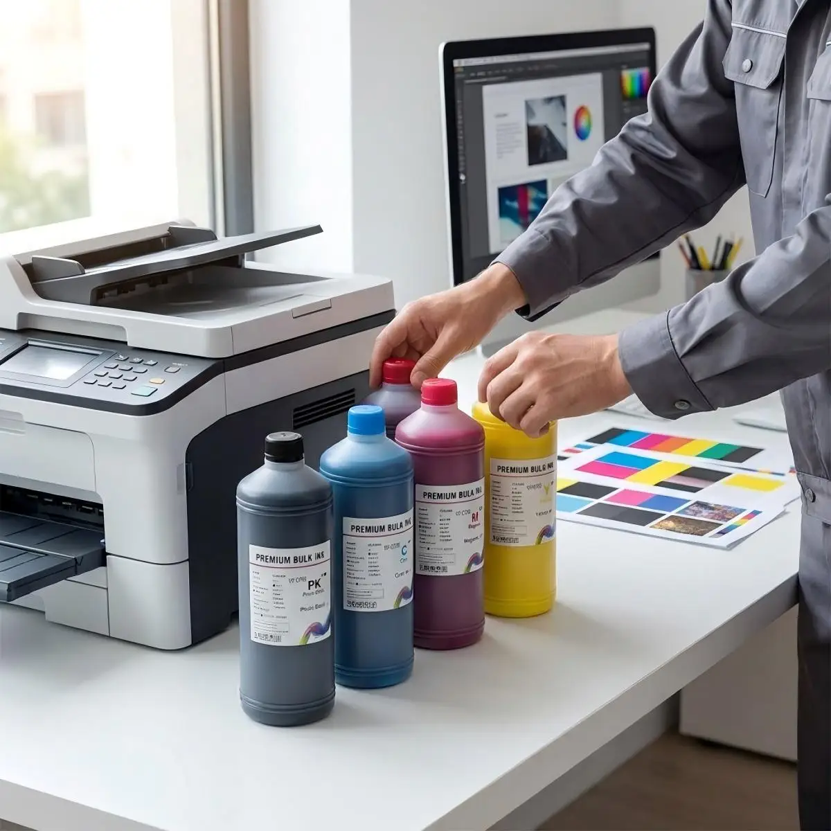 Фото Высокоскоростные пигментные чернила для принтеров Epson WorkForce WF-C878R WF-C879R C878R C879R, 1000 мл, T05A1 T05A2 T05A3 T05A4 №4