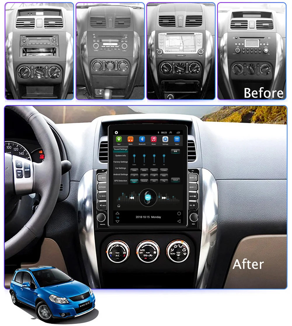 For Fiat Sedici 2005 - 2014 2 Din 9.7&quot Tesla Screen Car Multimedia Player 4G Carplay Suzuki SX4 2006-2013 GPS Android | Автомобили и