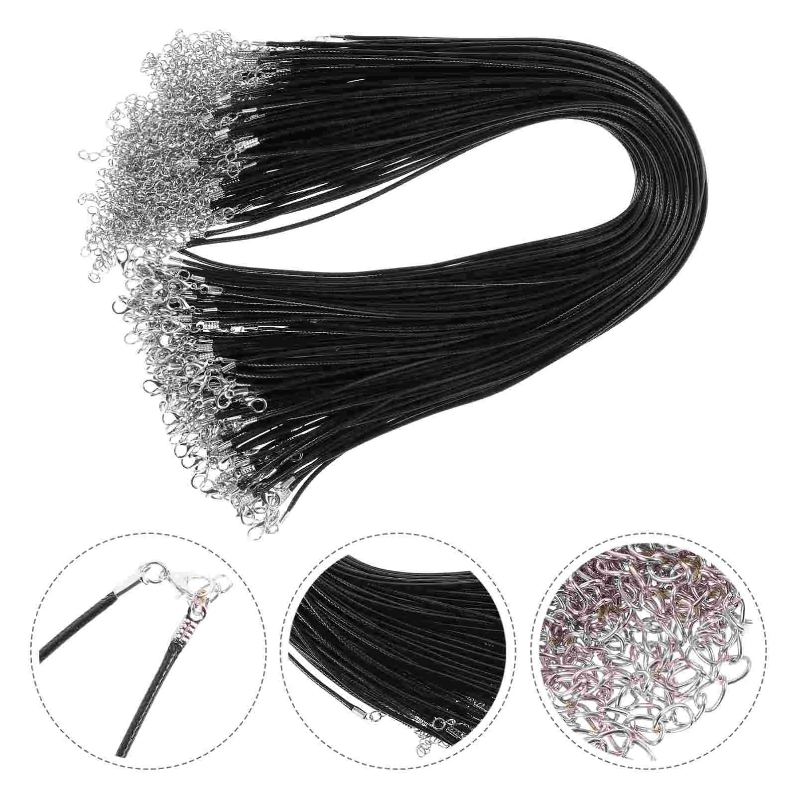 

Подвеска из вощеной веревки, черный шнур, застежка для ювелирных изделий