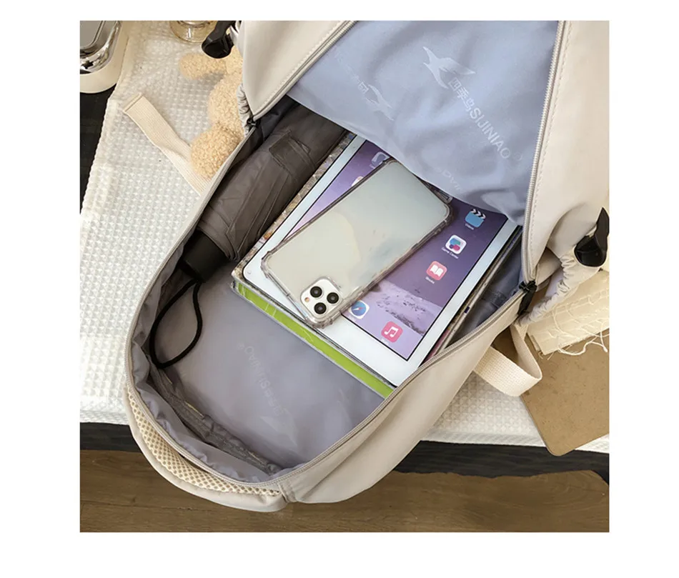 College Students Simple Casual Fashion Campus Large Capacity Cute Backpack Computer Travel Shoulder Bag