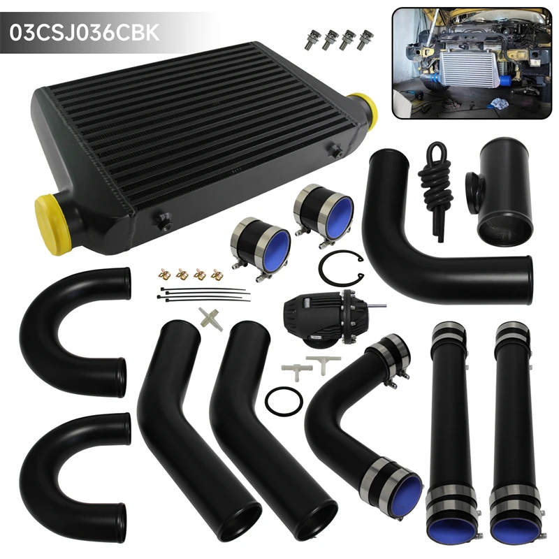 

Universal Intercooler 450x300x76mm + 3" 76mm Aluminum Piping Kit with BOV For BMW E90 E92 E93 Black