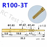 100pcspack test probe receptacle r100 3t brass tube spring test probe for electrical length 35 3mm needle dia 1 67mm test tool