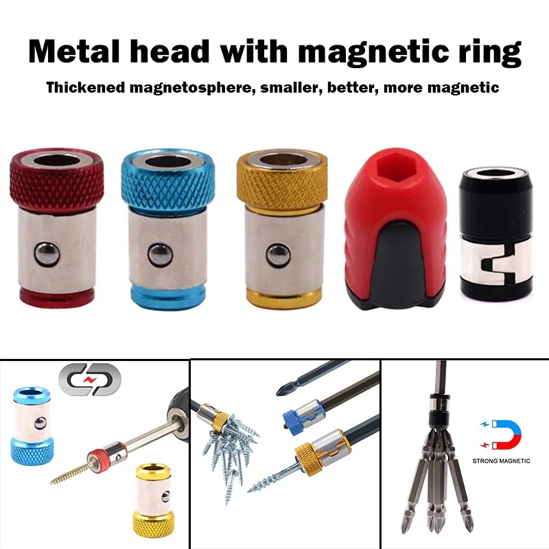 

2pcs Universal Magnetic Ring Alloy Magnetic Ring Screwdriver Bits Anti-corrosion Strong Magnetizer Drill Bit Magnetic Ring