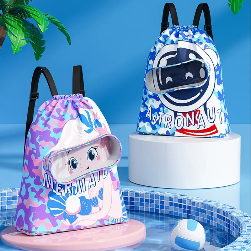 

Children's Waterproof Swimming Bag Wet Dry Separation Seaside Cartoon Shoulders Backpack Outdoor Beach Bunch Mouth Storage Pouch