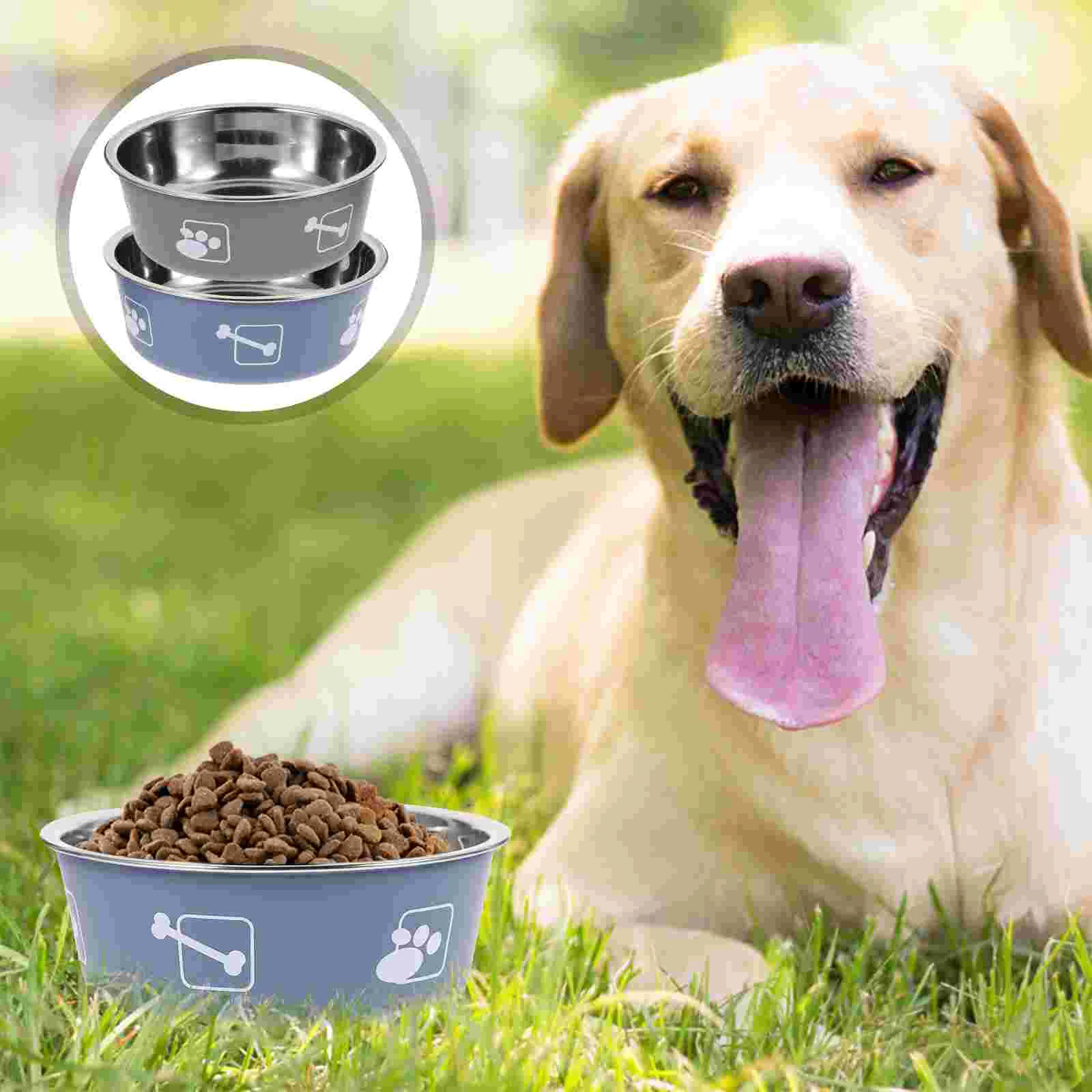 

Dog Bowl Pet Bowls Cat Feeding Feeder Stainless Water Puppy Skid Container Dispenser Holder Practical Non Anti Dishes Base Steel
