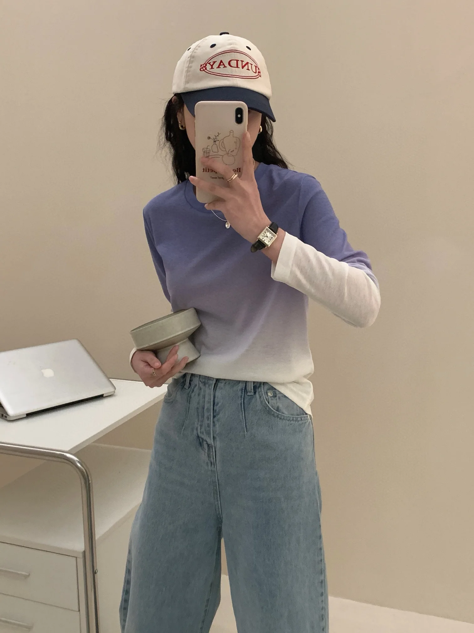 Эксклюзивный Свободный Тонкий водорастворимый свитер с градиентом для ранней