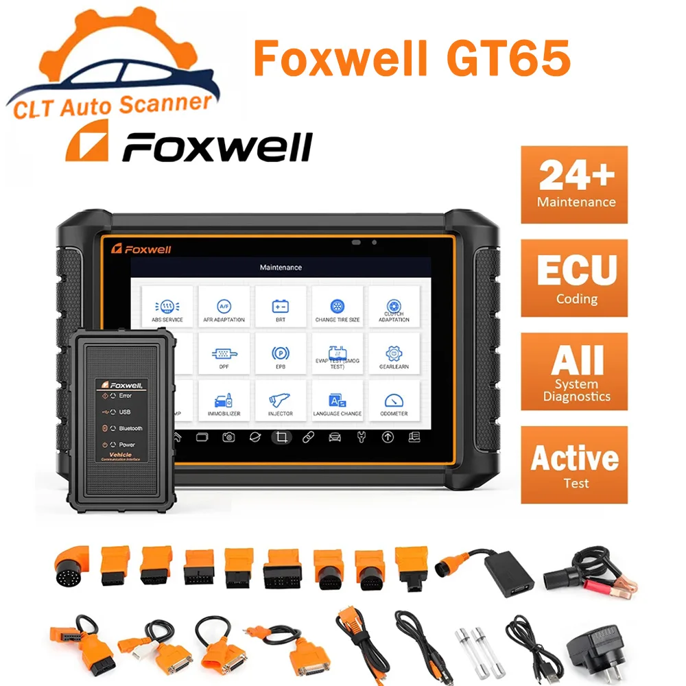 

Диагностический инструмент Foxwell GT65 OBD2, устройство для диагностики автомобиля с поддержкой Bluetooth, кодирование ECU, двунаправленное тестирование, для всех систем OBD 2