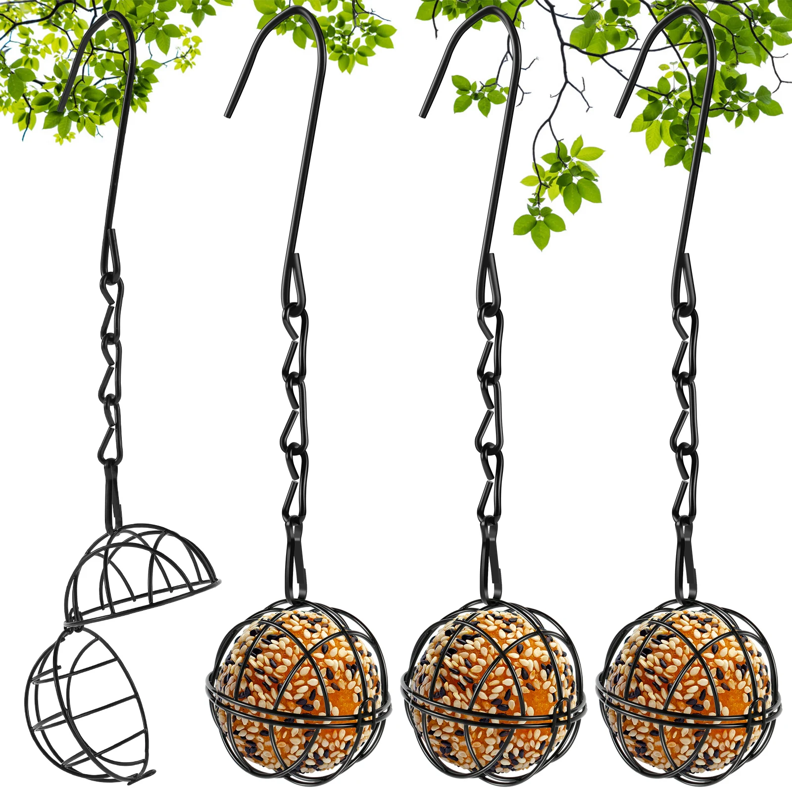 Set Metal Bird Feeding Station Kit With Hanging Chain Squirr