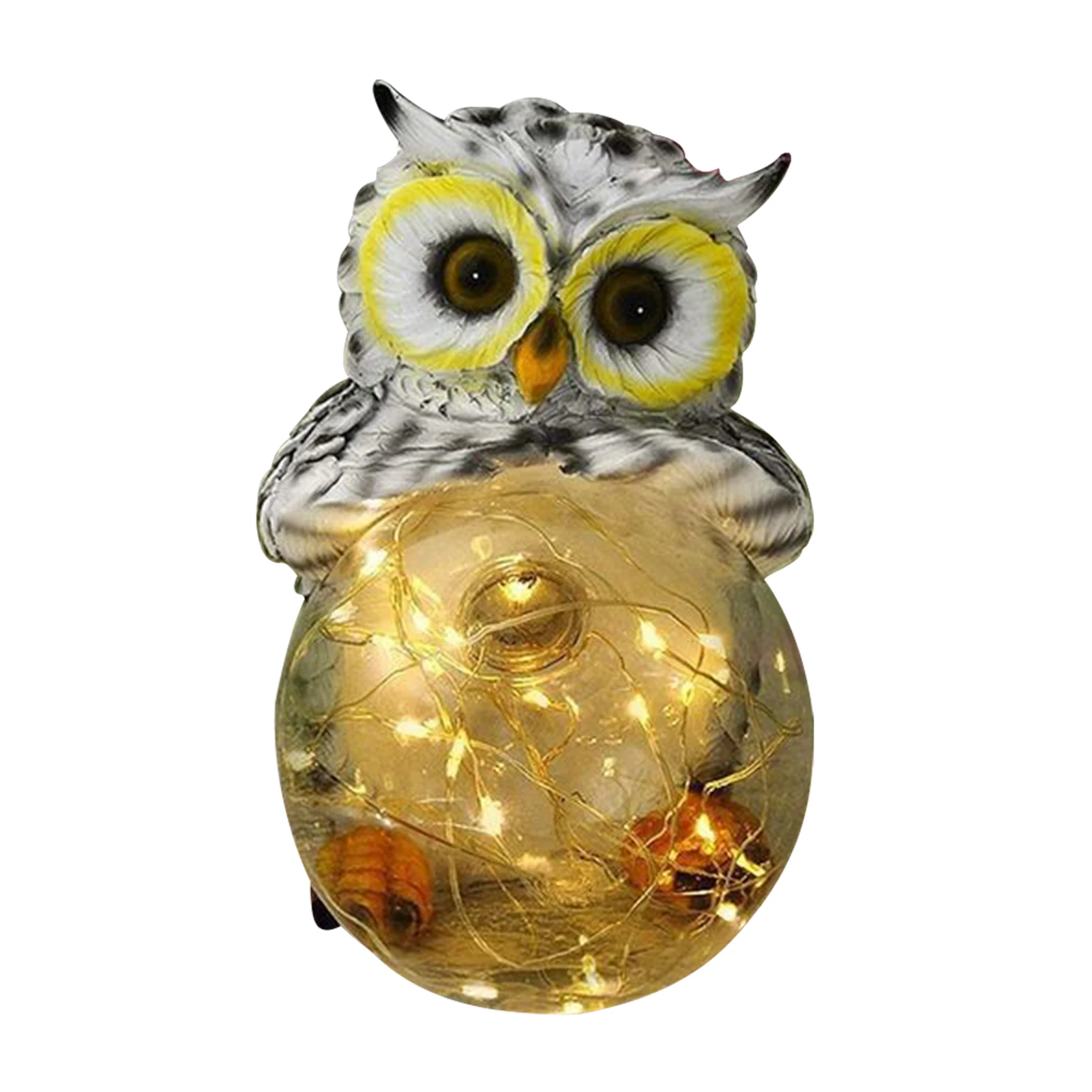 

Led Bird Sculpture Gifts Solar Owl Figure Light Garden Decoration Stake Lamp Holding Ball Resin Smooth Patio Lawn Indoor Outdoor