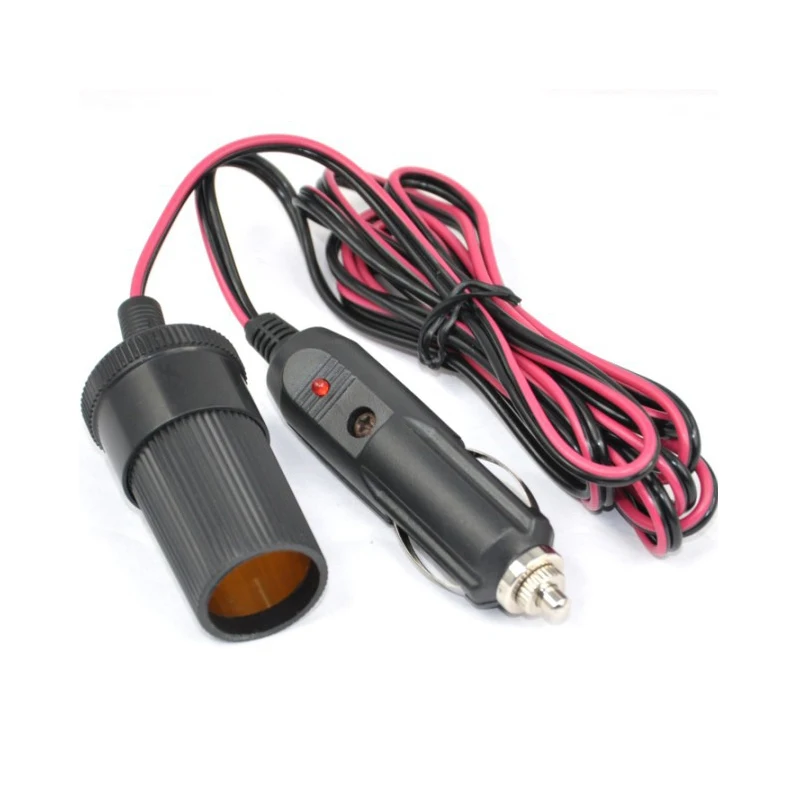 

12V 24V 10A Car Cigarette Lighter Extension Cord 2M 16AWG Car Splitter Charger Cable Socket Plug Auto Accessories