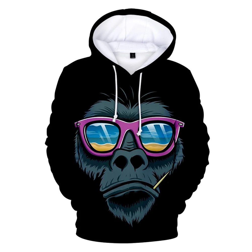 3D Print Chimpanzee Monkey Hoodies 2023 Unisex Men Fashion Hoody Sweatshirts 3D Chimpanzee Hooded Pullover Tops