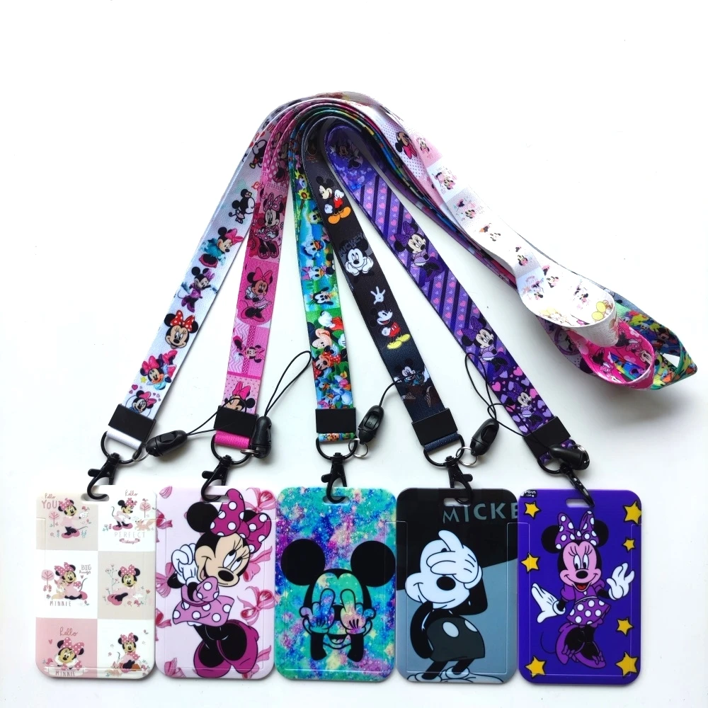 

Disney Mickey Minnie Girls Card Holder Business Badge Card Case Frame ABS Employee Case Cover Student Lanyard Name Card Case