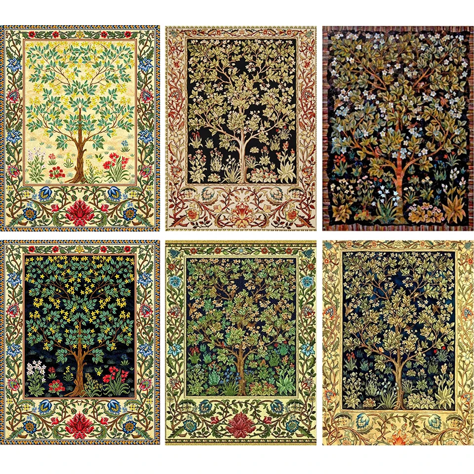 

Tree of Life Diamond Art 5D Diamond Painting William Morris Landscape DIY Cross Stitch Kits Rhinestones Picture Home Decor Gift