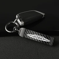 4s leather carbon fible car keychain 360 degree rotating horseshoe key rings for mini cooper jcw r55 r56 r50 r53 r60 f55 f56 car