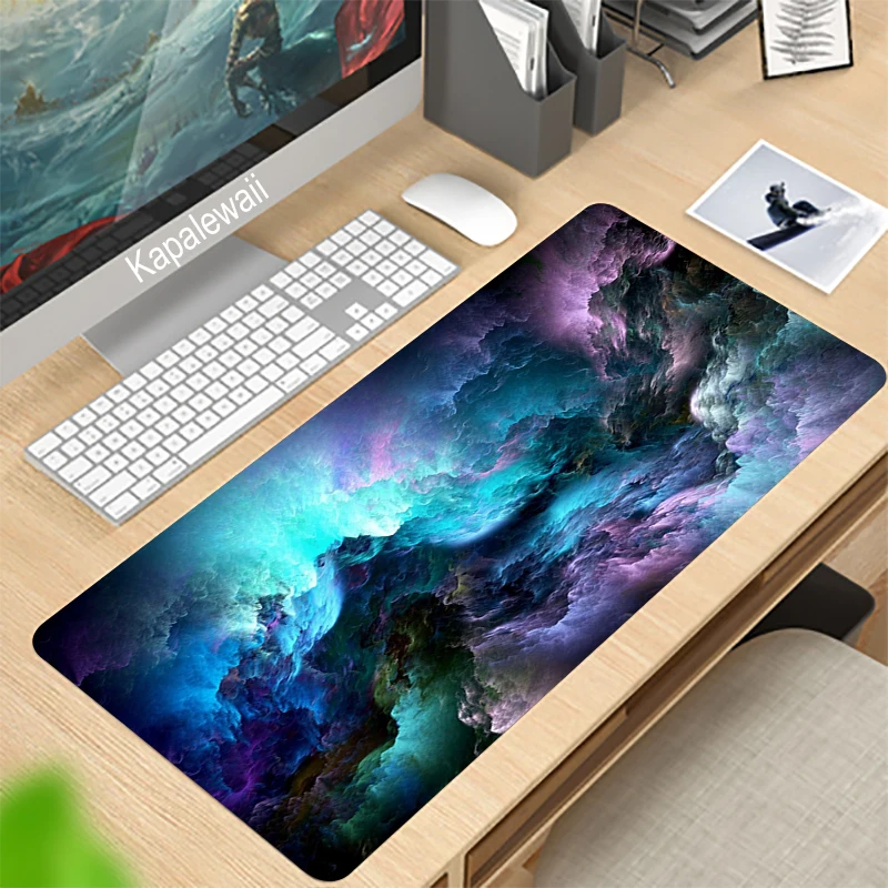 

Blue Purple Cloud Space Gaming Mousepad Large Mouse Pad Locking Edge Rubber Laptop Computer Gamer Play keyboard Mouse Mats Pad