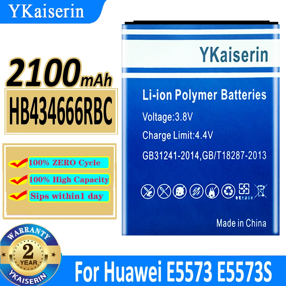 

YKaiserin HB434666RBC 2100mAh Battery For Huawei Router E5573 E5573S E5573s-32 E5573s-320 E5573s-606 E5573s-806 Mobile Battery