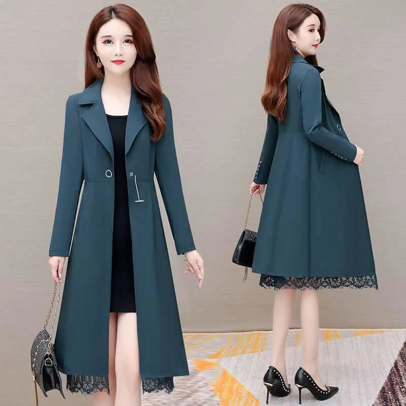 

Spring Autumn Trench Coat Women Nice Pop Korean Loose Windbreaker Female Outwear Casual Ladies Overcoat lining Top Coats Women