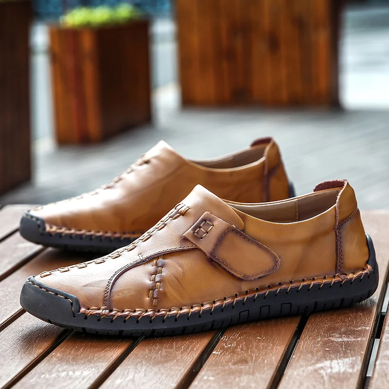 

Hot Sale High Quality Genuine Leather Handmade Men Shoes Casual Slip On Men Loafers Men Flats Moccasins Shoes Plus Size Shoes 48